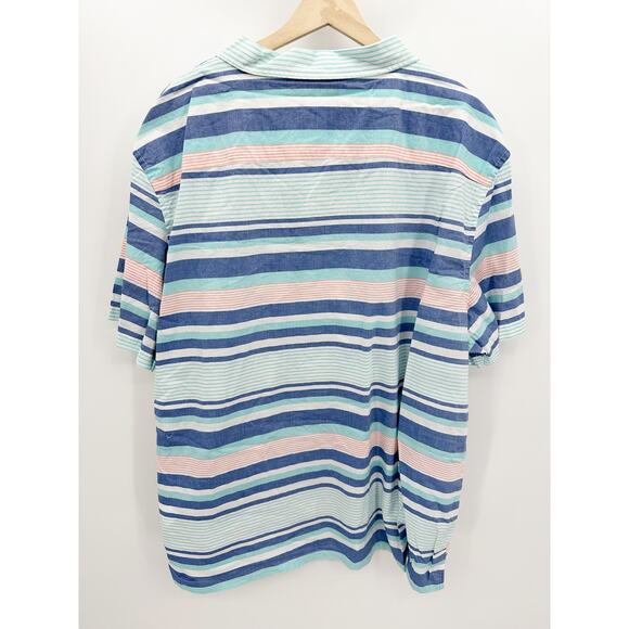 Nautica Blue Sail Aqua Sky Striped Button Down Shirt Men's Size 3XL NWT - Picture 2 of 8